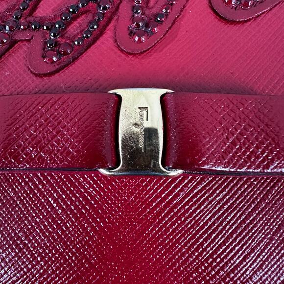 Rare Salvatore Ferragamo "Love" Compact Wallet Red Leather - Picture 14 of 16